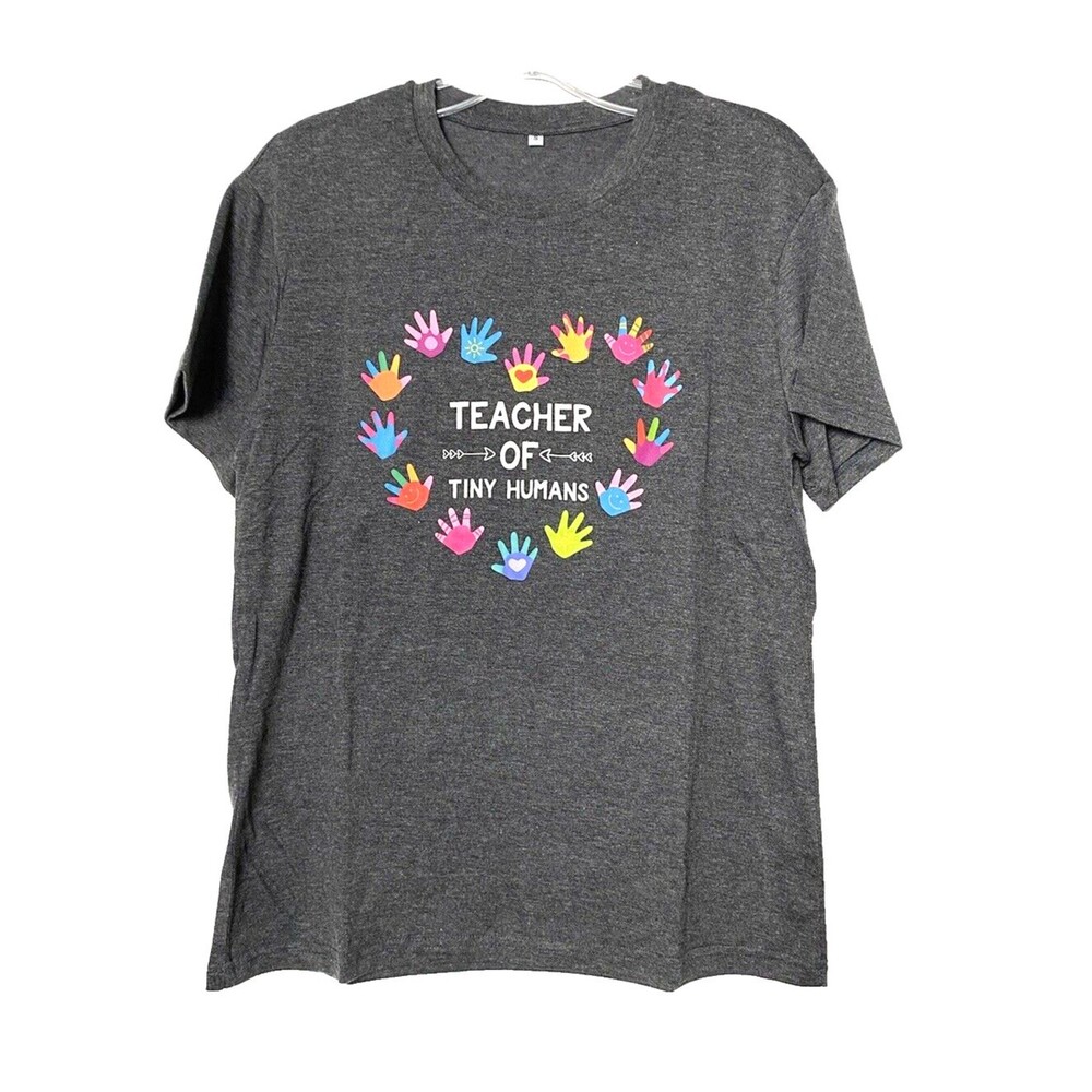 Teachers Appreciation T-Shirt Dark Gray Size S Womens Top Teacher Of Tiny Humans